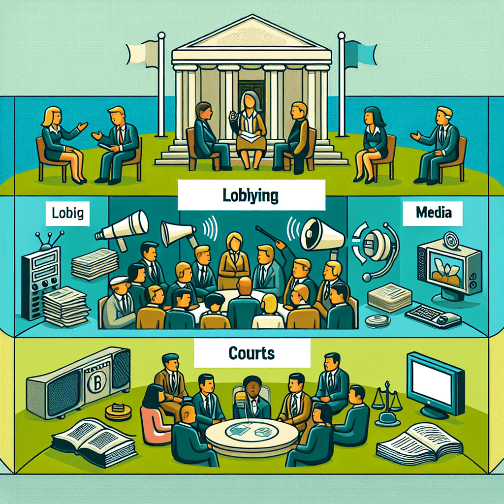 Three Levels of Law: Lobbying, Media, and Courts